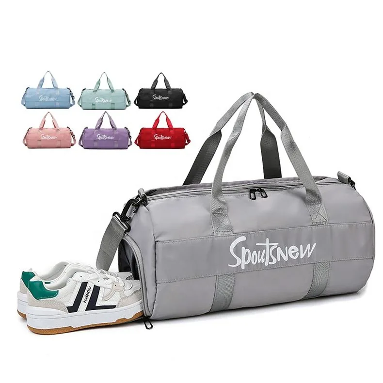 Letter-Print Polyester Weekender with Shoe Compartment product reference image