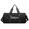 Letter-Print Polyester Weekender with Shoe Compartment Black color SKU reference
