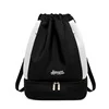 Nylon Drawstring Travel Backpack with Mesh Panels Black 1 color SKU reference