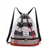 Nylon Drawstring Travel Backpack with Mesh Panels Khaki 1 color SKU reference