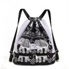 Nylon Drawstring Travel Backpack with Mesh Panels Black 2 color SKU reference
