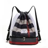 Nylon Drawstring Travel Backpack with Mesh Panels Black 3 color SKU reference