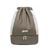 Nylon Drawstring Travel Backpack with Mesh Panels Khaki 2 color SKU reference