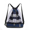 Nylon Drawstring Travel Backpack with Mesh Panels Blue 1 color SKU reference