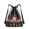 Nylon Drawstring Travel Backpack with Mesh Panels Black 4 color SKU reference