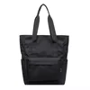 Oxford Shoulder Tote with Side Storage Pockets Black color SKU reference
