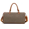Houndstooth Travel Duffel with Shoe Compartment Dark khaki color SKU reference