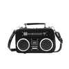 Retro Radio-Shaped PU Crossbody Bag with Sequin Detail Black color SKU reference