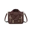 PU Crossbody Bag with Exterior Zip Pocket Coffee Brown color SKU reference