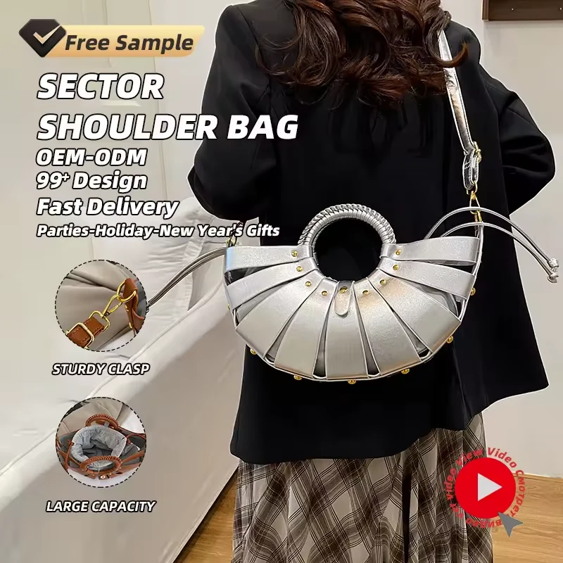 Sector-Shaped PU Handbag with Shoulder Carry product reference image