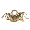 Sector-Shaped PU Handbag with Shoulder Carry Gold color SKU reference