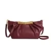 PU Shoulder Bag with Detachable Adjustable Strap Burgundy color SKU reference