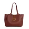 Large-Capacity PU Tote Bag with Decorative Pendant Burgundy color SKU reference