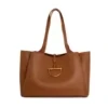 Large-Capacity PU Tote Bag with Decorative Pendant Brown color SKU reference