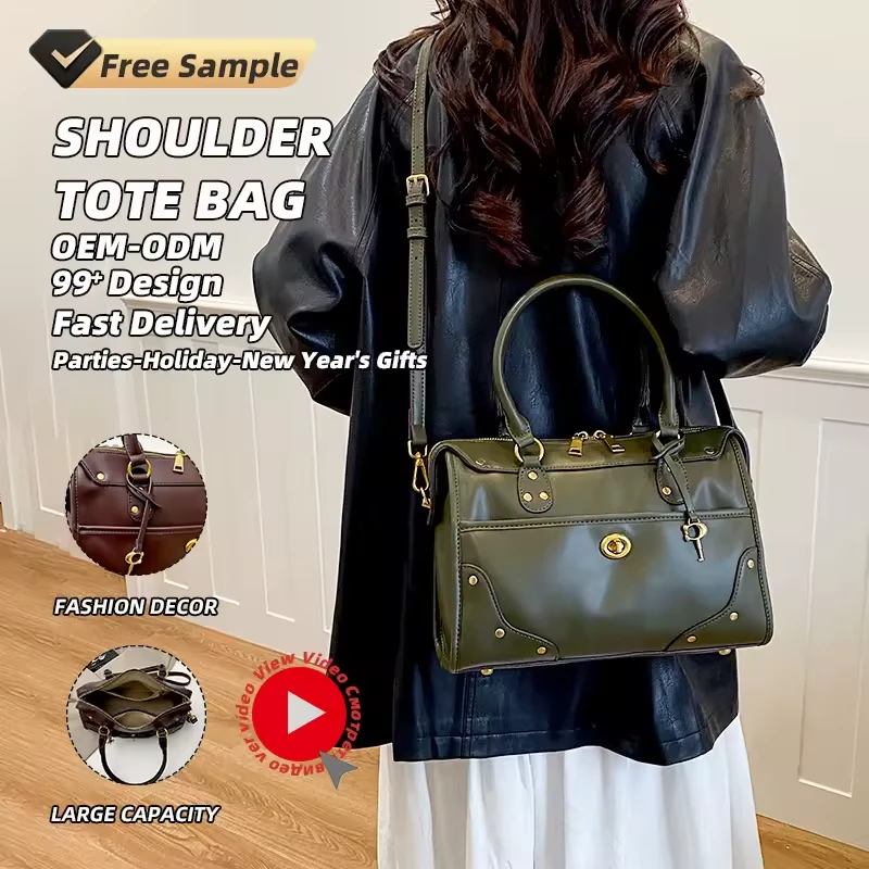 PU Shoulder & Crossbody Bag with Decorative Pendant product reference image