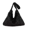 Large-Capacity Sequin Tote Bag with Shoulder Carry Black color SKU reference