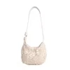 Sequin Shoulder Bag with Exquisite Pendant White color SKU reference