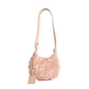 Sequin Shoulder Bag with Exquisite Pendant Pink color SKU reference