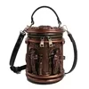 Cylinder-Relief PU Shoulder Bag with Removable Strap White color SKU reference