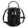 Cylinder-Relief PU Shoulder Bag with Removable Strap Brown color SKU reference