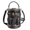 Cylinder-Relief PU Shoulder Bag with Removable Strap Silver color SKU reference