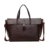 PU Shoulder Tote with Metal Snap Detail Coffee Brown color SKU reference