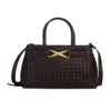 Knitted-Texture PU Shoulder & Crossbody Bag Coffee Brown color SKU reference