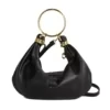 PU Shoulder Bag with Metal Ring Handle Black color SKU reference