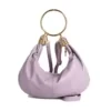 PU Shoulder Bag with Metal Ring Handle Purple color SKU reference
