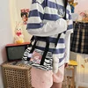 Animal-Print Nylon Shoulder Bag with Clear PVC Pocket Black color SKU reference