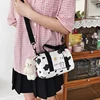 Animal-Print Nylon Shoulder Bag with Clear PVC Pocket White color SKU reference