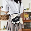 Retro Nylon Shoulder Bag with Bear Charm Black color SKU reference