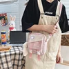Retro Nylon Shoulder Bag with Bear Charm Pink color SKU reference