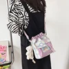 Nylon Drawstring Shoulder Bag with Five Color References Purple color SKU reference
