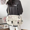 Nylon Crossbody Bag with White Bear Charm White color SKU reference