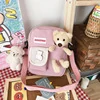 Cow-Print Nylon Crossbody Bag Pink color SKU reference