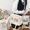 Nylon Messenger Bag with Clear Front Window Pocket White color SKU reference