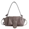Solid-Color PU Crossbody Handbag with Adjustable Strap Gray color SKU reference