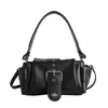 Solid-Color PU Crossbody Handbag with Adjustable Strap Black color SKU reference