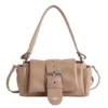 Solid-Color PU Crossbody Handbag with Adjustable Strap Khaki color SKU reference