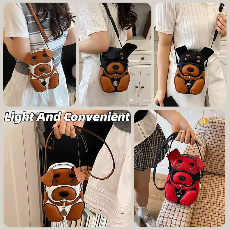 Dog-Character PU Crossbody Bag with Adjustable Strap product reference image