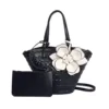 Openwork Floral PU Tote Bag with Adjustable Strap & Wallet Blue color SKU reference