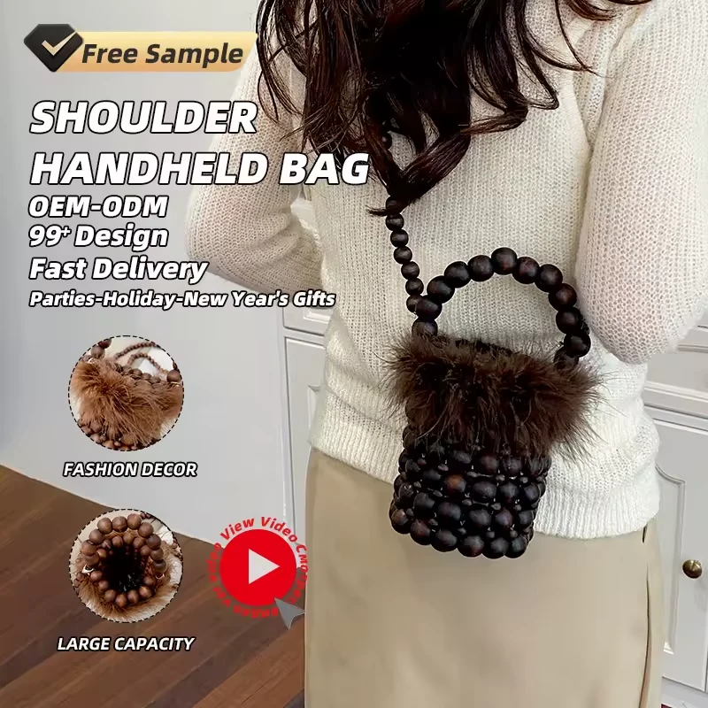 Wooden-Bead Cylinder Shoulder Bag product reference image