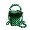 Wooden-Bead Cylinder Shoulder Bag Green color SKU reference