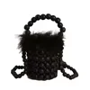 Wooden-Bead Cylinder Shoulder Bag Black color SKU reference