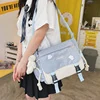 Mini Nylon Shoulder Bag with Side Drawstring Pockets Blue color SKU reference