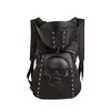 Hooded Skull-Detail PU Travel Backpack Black color SKU reference