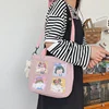 Nylon Crossbody Bag with Four Clear Front Pockets Pink color SKU reference