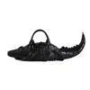 Crocodile-Shaped PU Shoulder Bag Black color SKU reference
