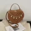 Heart-Shaped Quilted Crossbody Bag with Chain Detail Brown color SKU reference